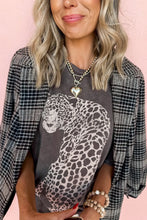 Oversized Gray Leopard Graphic Cotton T-Shirt for Women