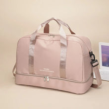 Oversized Nylon Polyester Duffel Bag with Shoe Compartment Dusty Pink One Size