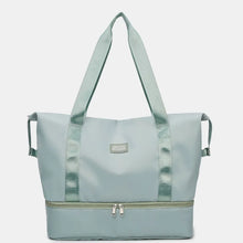 Oversized Nylon Travel Duffel Bag in Two-Tone Light Blue