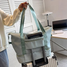 Oversized Nylon Travel Duffel Bag in Two-Tone Light Blue Gum Leaf One Size
