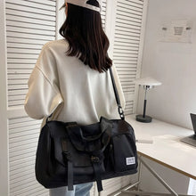 Oversized Oxford Cloth Duffel Bag with Shoulder Strap and Pockets Black One Size