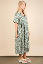 Oversized Printed Shirt Midi Dress Green Patterned Casual Style Casual Dresses