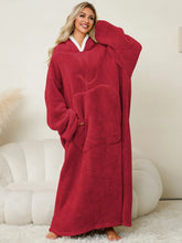Oversized Red Hooded Blanket Sweatshirt with Pockets