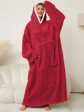 Oversized Red Hooded Blanket Sweatshirt with Pockets