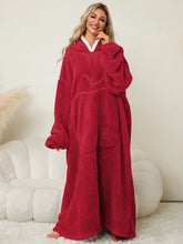 Oversized Red Hooded Blanket Sweatshirt with Pockets