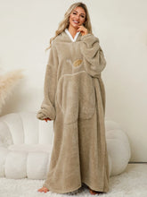 Oversized Red Hooded Blanket Sweatshirt with Pockets Tan One Size