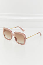 Oversized Square Sunglasses with Metal-Plastic Hybrid Frame Khaki One Size