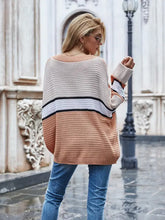 Oversized Striped Knit Sweater with Long Sleeves Sweater Pullovers