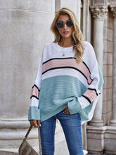 Oversized Striped Knit Sweater with Long Sleeves