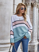 Oversized Striped Knit Sweater with Long Sleeves