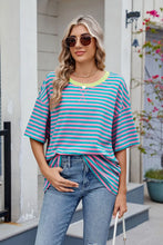 Oversized Striped Short Sleeve T-Shirt for Women