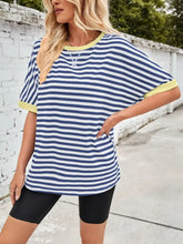 Oversized Striped T Shirt with Yellow Trim for Women Woman T Shirts