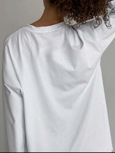 Oversized White Long Sleeve Cotton Shirt for Women
