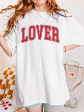 Oversized White T Shirt with Red LOVER Text White