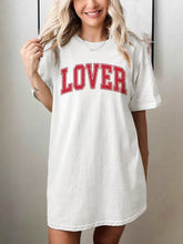Oversized White T Shirt with Red LOVER Text