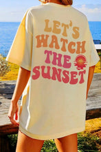 Oversized Yellow T Shirt with Sunset Graphic for Women Khaki