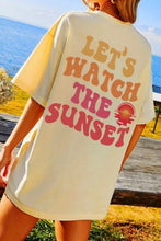 Oversized Yellow T Shirt with Sunset Graphic for Women