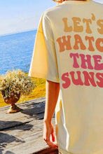 Oversized Yellow T Shirt with Sunset Graphic for Women