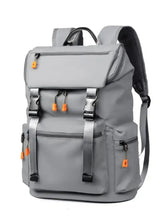 Light gray oxford cloth backpack bag with multiple pockets