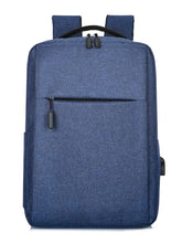 Blue oxford cloth backpack with adjustable straps and compartments