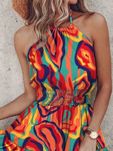 Sukienka mini na szyję z nadrukiem paisley, damska sukienka casual