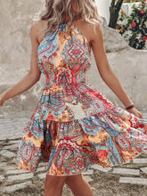 Paisley Print Halter Neck Mini Dress Woman Casual Dress