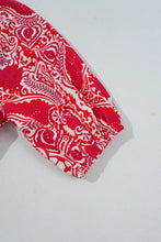 Paisley Print Side Slit Puff Sleeve High Waist Maxi Dress Casual Dresses