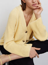 Pale Yellow Buttoned Knit Cardigan for Women