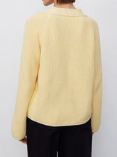 Pale Yellow Buttoned Knit Cardigan for Women