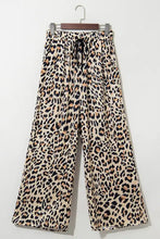 Parchment Leopard Drawstring Flowy Wide Leg Pants Woman Pants