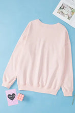 Paris Round Neck Long Sleeve Sweatshirt in Solid Light Pink