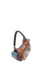 Paris-Themed Eco-Leather Shoulder Bag in Brown and Burgundy Shoulder Bags