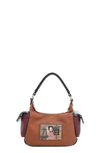 Paris-Themed Eco-Leather Shoulder Bag in Brown and Burgundy