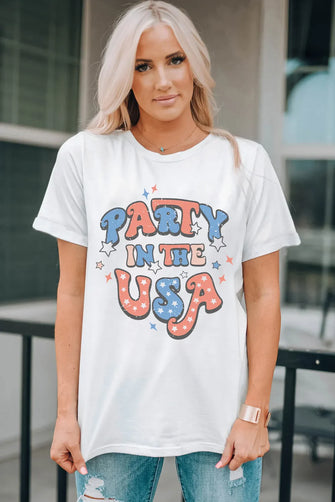 Party in the USA Women's White Graphic T-Shirt White