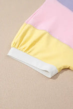 Pastel Color Block T-Shirt with Heart Pendant and Pocket Woman T Shirts