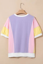 Pastel Color Block T-Shirt with Heart Pendant and Pocket Woman T Shirts
