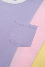 Pastel Color Block T-Shirt with Heart Pendant and Pocket Woman T Shirts