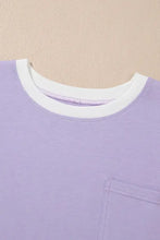 Pastel Color Block T-Shirt with Heart Pendant and Pocket Woman T Shirts