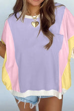Pastel Color Block T-Shirt with Heart Pendant and Pocket Woman T Shirts