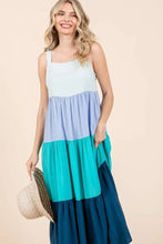Color Block Tiered Maxi Dress in Pastel Layers Casual Dresses