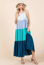 Color Block Tiered Maxi Dress in Pastel Layers Casual Dresses