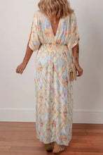 Pastel Floral Print Maxi Dress with Smocked Waist and Side Slit Maxi Dresses