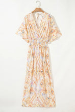 Pastel Floral Print Maxi Dress with Smocked Waist and Side Slit