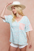 Pastel Leopard Printed French Terry V-Neck Top for Women Woman T Shirts