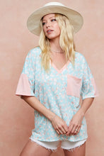 Pastel Leopard Printed French Terry V-Neck Top for Women