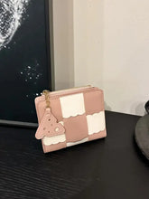 Pastel Patchwork Wallet with Cheese Charm in Brown and Light Green Pale Blush One Size Wallets