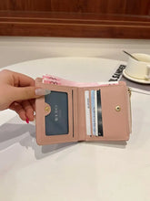 Pastel Patchwork Wallet with Cheese Charm in Brown and Light Green Wallets