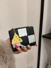 Pastel Patchwork Wallet with Cheese Charm in Brown and Light Green Wallets