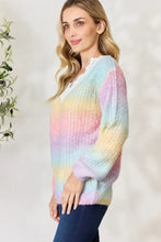 Pastel Rainbow Gradient Knit Sweater with Crochet Detailing and Tassels Sweater Pullovers
