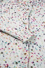 Pastel speckled and floral print knit cardigan with silver buttons